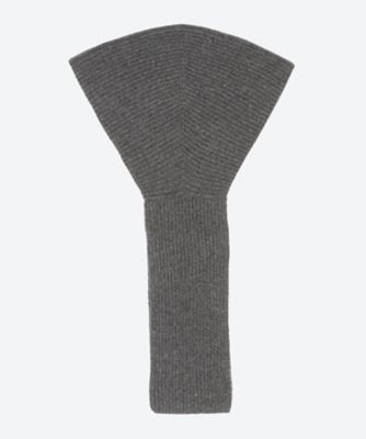RIBBED KNIT WOOL HOODED SCARF