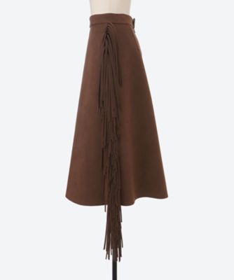 ULTRASUEDE FRINGE MIDI SKIRT