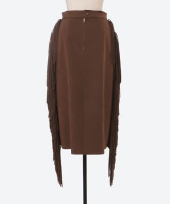 ULTRASUEDE FRINGE MIDI SKIRT 25FW