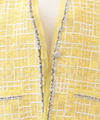 leur logette リボンボタン ツイードロングジャケット ジャコット ジャケット tweed JK 6S／02391 | leur logette (Women