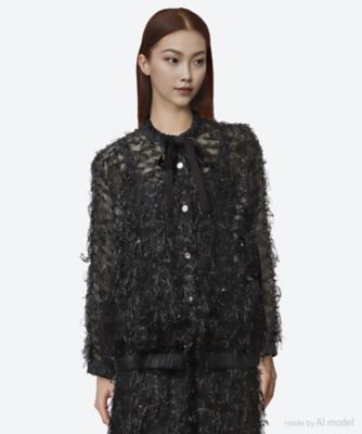 ＜leur logette (Women)＞ジャケット　ｓｈｅｅｒ　ｆｒｉｎｇｅ　ｊａｃｋｅｔ　６Ｓ／０２３９５