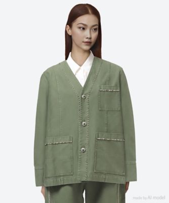 ＜leur logette (Women)＞ｍｉｌｉｔａｒｙ　ｂａｃｋ　ｓａｔｉｎ　ｊａｃｋｅｔ　６Ｓ／０２３９３