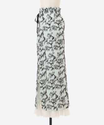 ルールロジェット　flower tulle embroidery スカート　0 flower tulle embroidery skirt 6S