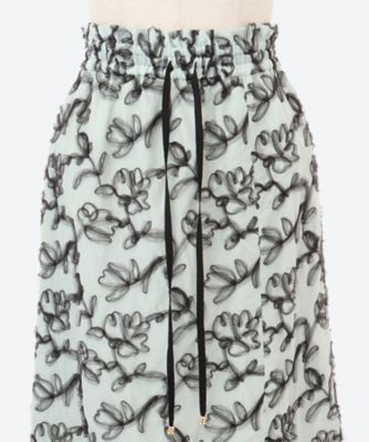 ルールロジェット　flower tulle embroidery スカート　0 flower tulle embroidery skirt 6S