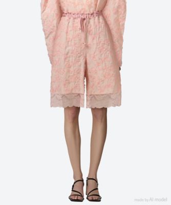 ＜leur logette (Women)＞ｆｌｏｗｅｒ　ｔｕｌｌｅ　ｅｍｂｒｏｉｄｅｒｙ　ｈａｌｆ　ｐａｎｔｓ　６Ｓ／０５４３３