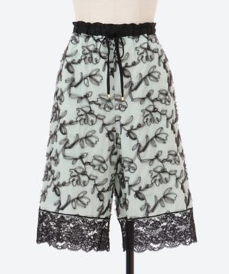 flower tulle embroidery half pants