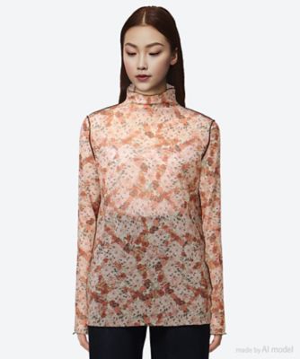 ＜leur logette (Women)＞ｆｏｒｅｓｔ　ｆｌｏｗｅｒ　ｔｕｌｌｅ　ｐｒｉｎｔ　ｔｏｐ　６Ｓ／１０２１０