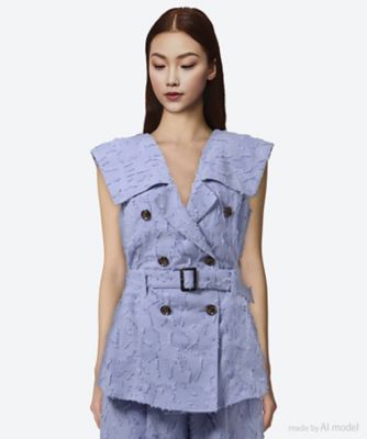 ＜AKIRANAKA (Women)＞Ｂｌｏｃｋ　ｆｌｏｗｅｒ　ｓｈｉｒｔ　ＢＬ　６Ｓ／ＡＲ２６４９―ＢＬ