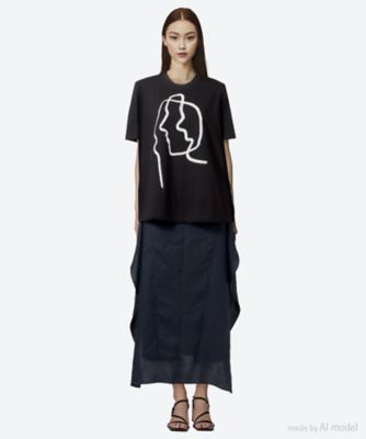 Line portrait T―shirt BK 6S／AS2648