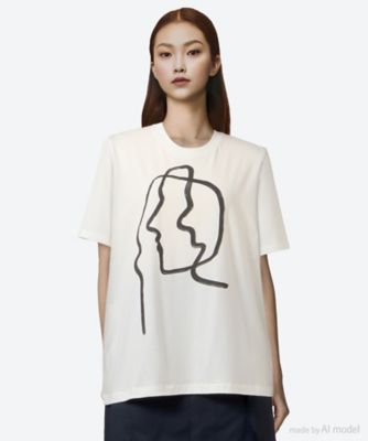 ＜AKIRANAKA (Women)＞Ｌｉｎｅ　ｐｏｒｔｒａｉｔ　Ｔ―ｓｈｉｒｔ　ＷＨ　６Ｓ／ＡＳ２６４８―ＷＨ