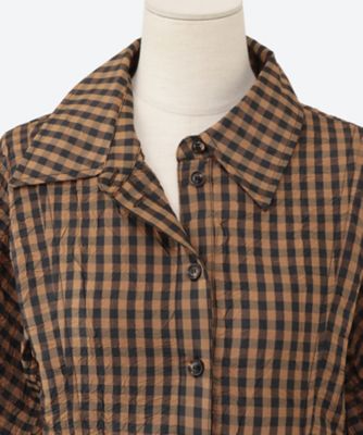 【新品】GANNI ガニー　ゼブラ ブラウン カシュクールブラウス GANNI(ガニー)｜Crinkled Taffeta ペプラムシャツ/タバコブラウン の