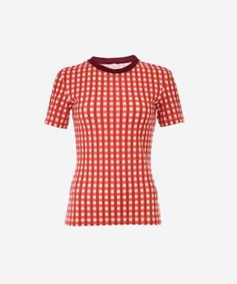 ＜babaco (Women)＞Ｇｉｎｇｈａｍ　Ｃｈｅｃｋ　Ｐｒｉｎｔ　Ｔ―ｓｈｉｒｔｓ６Ｓ／ＢＡ０１―ＣＲ８５