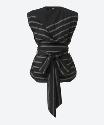 ＜HYKE (Women)＞ＳＴＲＩＰＥ　ＣＯＷＬ　ＮＥＣＫ　ＳＬＥＥＶＥＬＥＳＳ　ＢＬＯＵＳＥ　２６ＳＳ／１５２５９