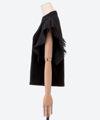 SLEEVELESS PLEATED GUERNSEY KNIT
