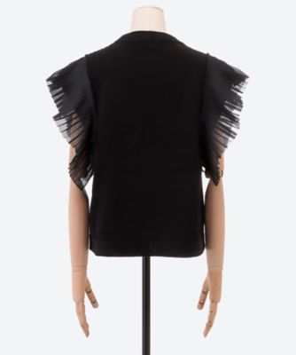 SLEEVELESS PLEATED GUERNSEY KNIT