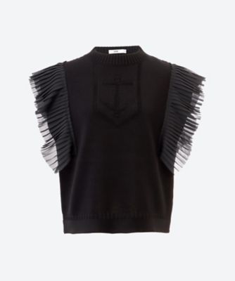 ＜HYKE (Women)＞ＳＬＥＥＶＥＬＥＳＳ　ＰＬＥＡＴＥＤ　ＧＵＥＲＮＳＥＹ　ＫＮＩＴ　２６ＳＳ／１１４２４