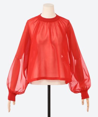 ＜HYKE (Women)＞ＣＯＴＴＯＮ　ＶＯＩＬＥ　ＳＨＩＲＲＥＤ　ＢＬＯＵＳＥ　２６ＳＳ／１５２６７