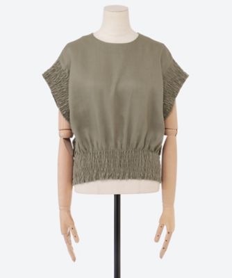LINEN SHIRRED BLOUSE 26SS／15269 | HYKE