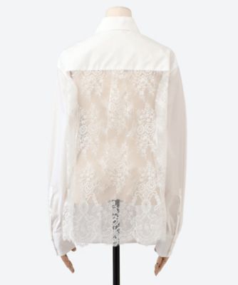 【CLANE】 新品未使用　S レイヤードニュアンスシャツ　ホワイト シャツ LACE―BACK PANEL SHIRT 6S