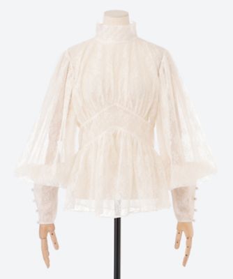 ＜VIVIANO (Women)＞ブラウス　Ｇｏｓｓａｍｅｒ　Ｌａｃｅ　Ｃｈｅｍｉｓｅｔｔｅ　６Ｓ／ＶＷ―ＳＳ２６―Ｔ１０