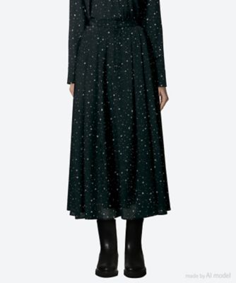 Yasetsu flare skirt BK 6F／AW2604―BK