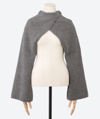 RIBBED―KNIT WOOL CROPPED BOLERO