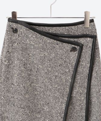 値下げ交渉中　未使用タグ付　【ERIBE】SCOTLAND スヌード Leather―Piped Wrap Skirt 6F／ID26A