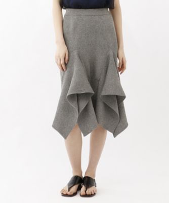 ＜AKIRANAKA (Women)＞１９ＳＳ　Ｄｒａｐｅ　ｐａｎｅｌ　ｒｉｂ　ｓｋｉｒｔ（ＡＳ１９５５－ＧＹ）