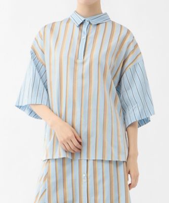 ＜rito structure (Women)＞１９ＳＳ　ＳＴＲＩＰＥ　ＳＨＯＲＴ　ＳＬＥＥＶＥ　ＳＨＩＲＴ（０７７９ＲＴＳ７１１Ｂ）