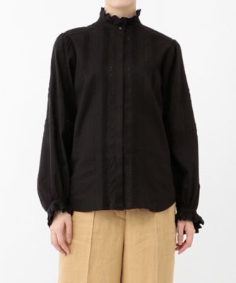 ＜CASA FLINE (Women)＞エンブロイダリースタンドカラーブラウス