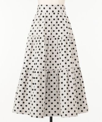 ＜leur logette (Women)＞ストライプ＆ドットジャガードスカート