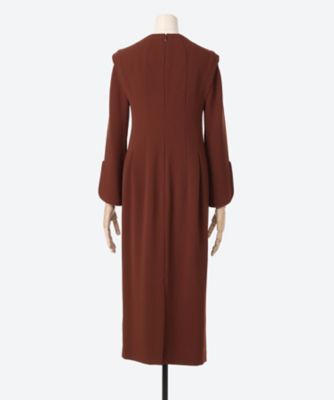 mame Asymmetrical Collar Long Dress