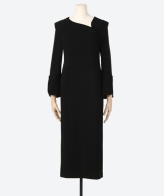 mame Asymmetrical Collar Long Dress