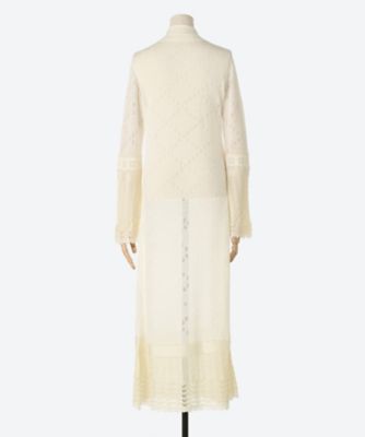 Mame Kurogouchi Sheer Lace Knitted Dress | labiela.com