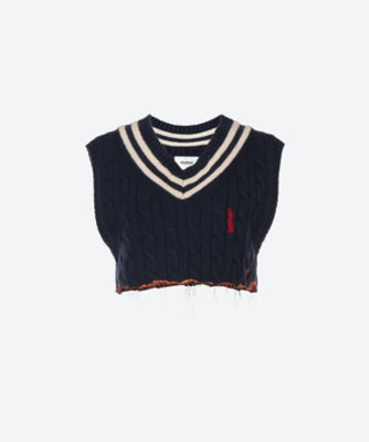 BURNIG EMBROIDERY KNIT VEST | doublet 