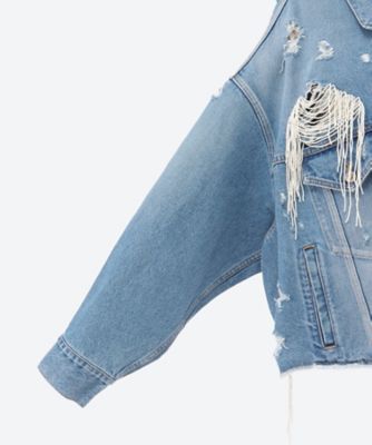 PEARL DECORATION DENIM JACKET