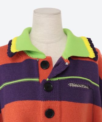 OVERSIZD BORDER POLO KNIT