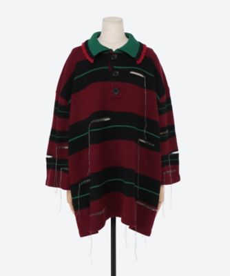 OVERSIZD BORDER POLO KNIT
