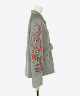 【UNISEX・美品】sulvam　シャイニー ジャージー 刺繍 ブルゾン【S】 SHINY JERSEY EMBROIDERY BLOUSON