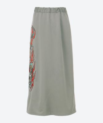 ＜sulvam (Women)＞ＳＨＩＮＹ　ＪＥＲＳＥＹ　ＥＭＢＲＯＩＤＥＲＹ　ＳＫＩＲＴ