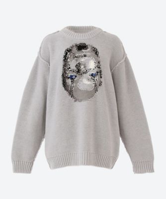 ＜三越伊勢丹/公式＞ doublet (Women)/ダブレット HAND-KNITTING JACQUARD SWEATER GREY トップス【三越伊勢丹/公式】