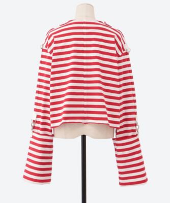 カットオフボーダーロングスリーブＴシャツ　ＷＶ―Ｔ０５―７１０