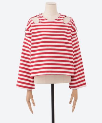 カットオフボーダーロングスリーブＴシャツ　ＷＶ―Ｔ０５―７１０