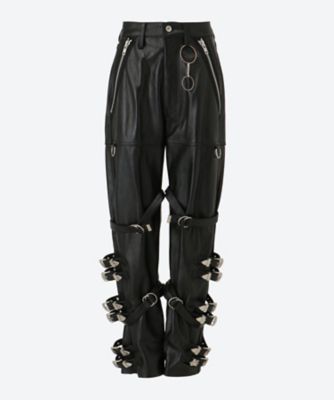 ＜doublet (Women)＞【送料無料】ＢＵＣＫＬＥ　ＯＶＥＲＲＬＯＡＤ　ＬＥＡＴＨＥＲ　ＰＡＮＴＳ　２５ＡＷ０６ＰＴ３１５