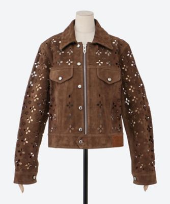 ＜MASU (Women)＞ブルゾン　ＦＬＯＷＥＲ　ＨＯＬＥ　ＬＥＡＴＨＥＲ　ＪＡＣＫＥＴ　Ｍ２５Ｆ９ＢＬ００５