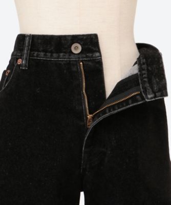 FLOCKED DENIM EMBROIDERED PANTS