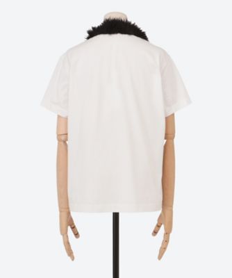FURRY COLLAR ZIP―UP T―SHIRT