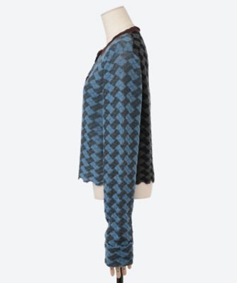 YAN YAN ヤンヤン　紫色　柄　カーディガン　ニット 中古・古着通販】YANYAN (ヤンヤン) チャイナボタンニット