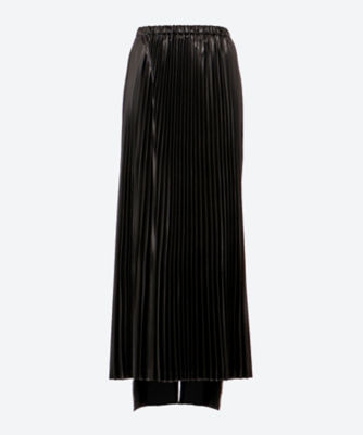  ワタナベ Levi's Wネーム 綿デニム×エステルサテン スカートデザインパンツ 黒×黒