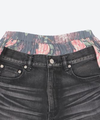 Ｌｅｖｉ’ｓ　Ｗネーム　サイドフラワープリント　×　ＢＬＡＣＫｄｅｎｉｍ　パンツ　ＪＮ－Ｐ１０７－１００